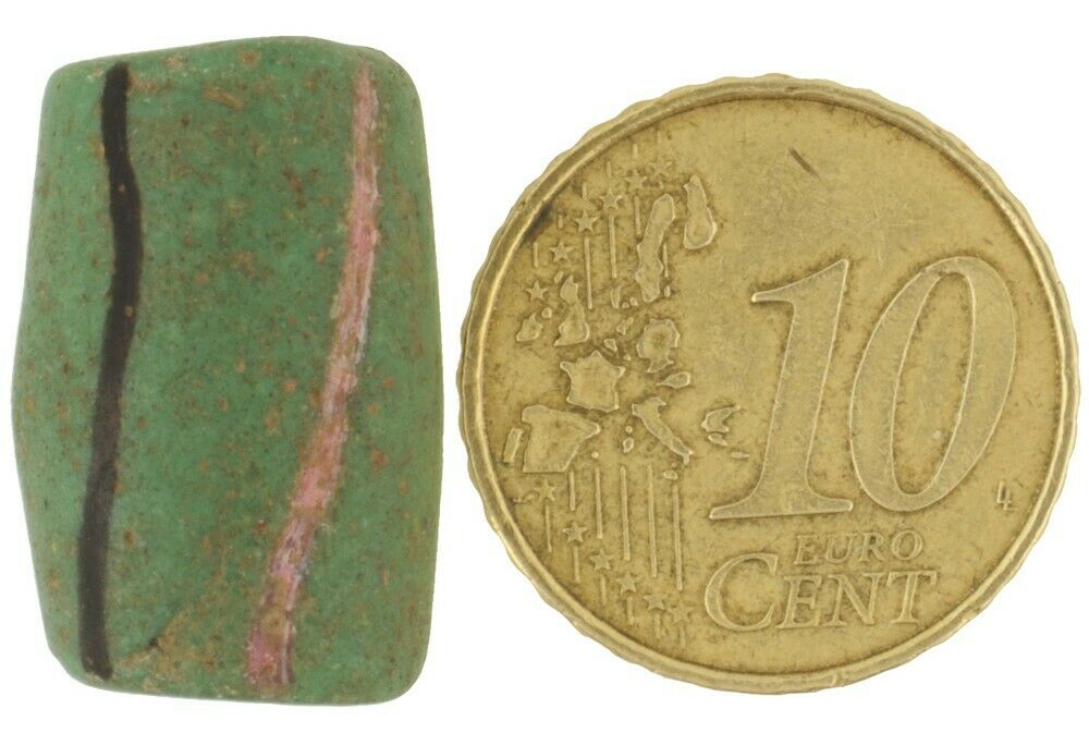 Antique Akoso powder glass bead old African trade Krobo large green authentic - Tribalgh