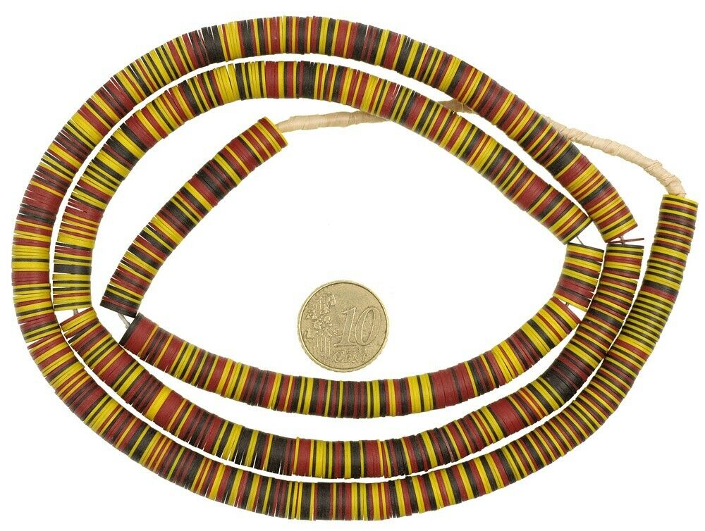 African trade beads old Czech vulcanic vulcanite heishi Bohemian disks spacers - Tribalgh