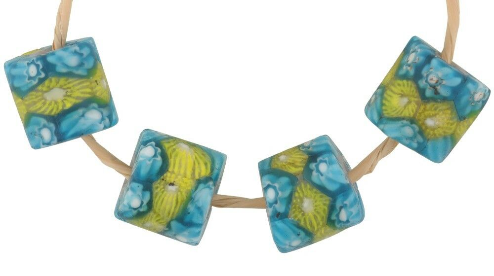 Seltene afrikanische Handelsperlen alte Millefiori Venezianische Glasperlen Murano-Mosaikglas - Tribalgh
