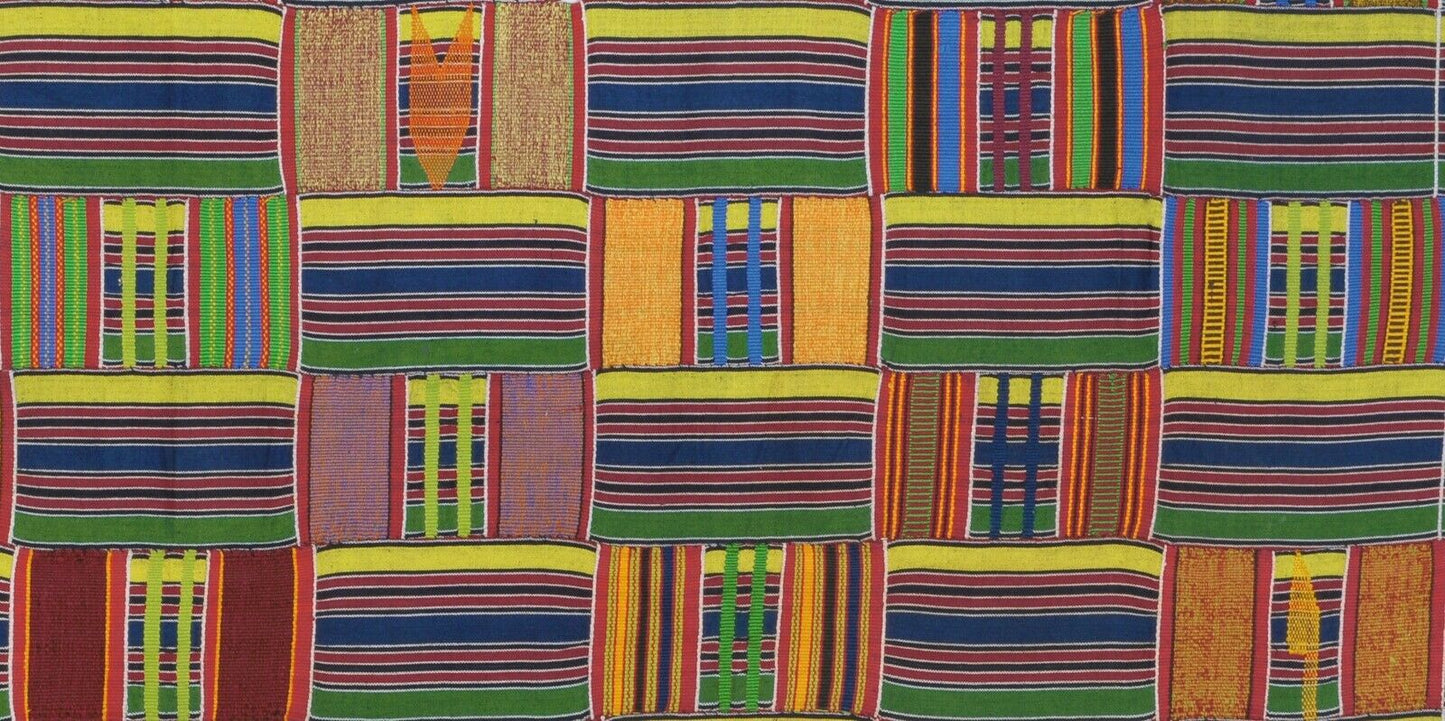 Παλιό σπάνιο αφρικανικό kente προβατίνα Γκάνα, υφαντό ύφασμα εσωτερικού χώρου Τέχνη - Tribalgh