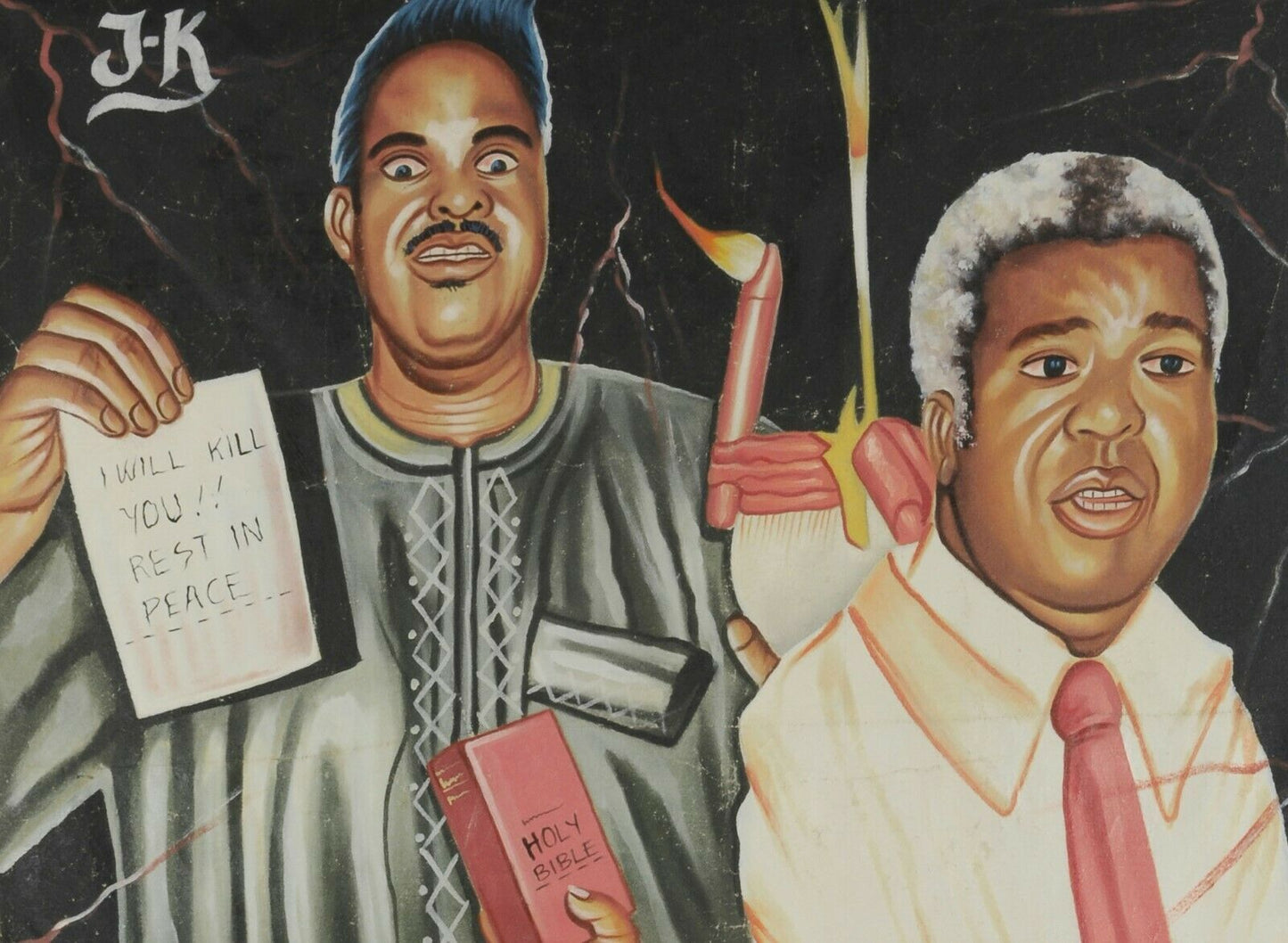Αφίσα ταινίας Αφρικανικός καμβάς ζωγραφισμένος στο χέρι Γκάνα BLACK MAGIC Power change hands - Tribalgh