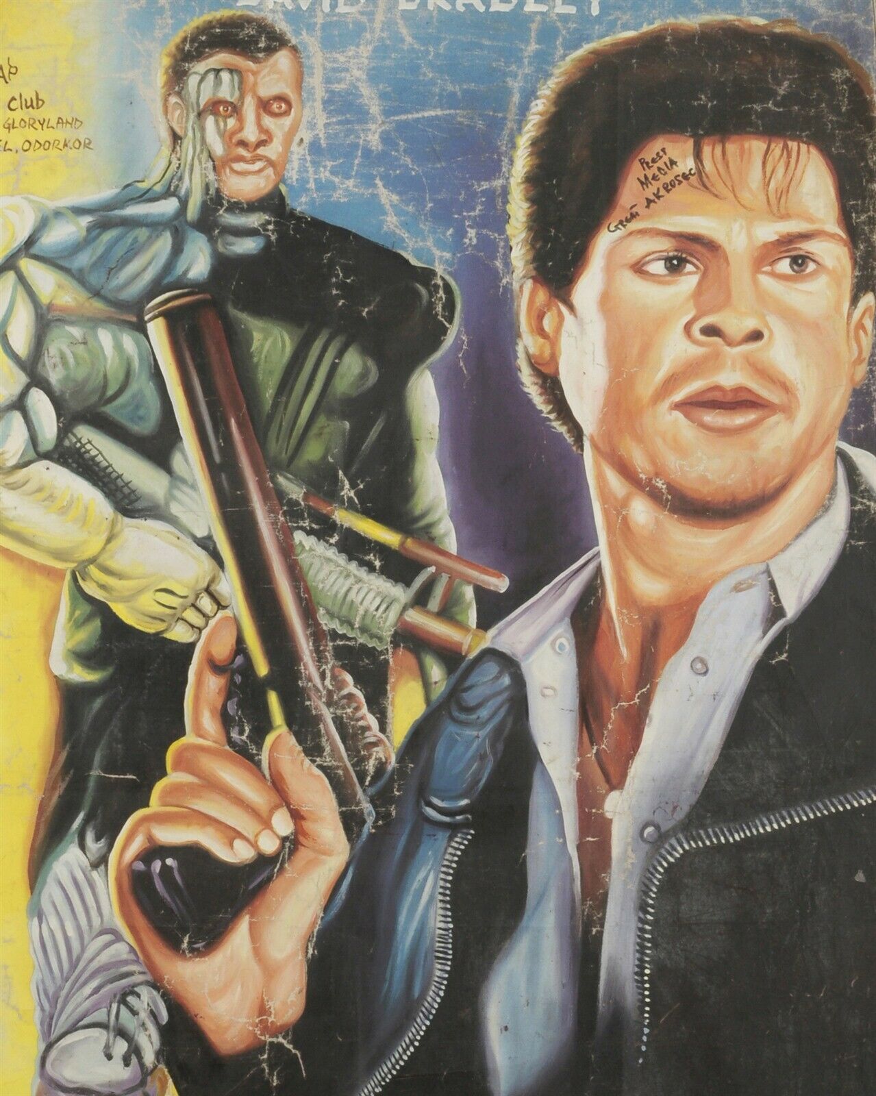 Póster de Cine de película, folk africano, arte forastero, pintado a mano, saco de harina, Cyborg Cop - Tribalgh