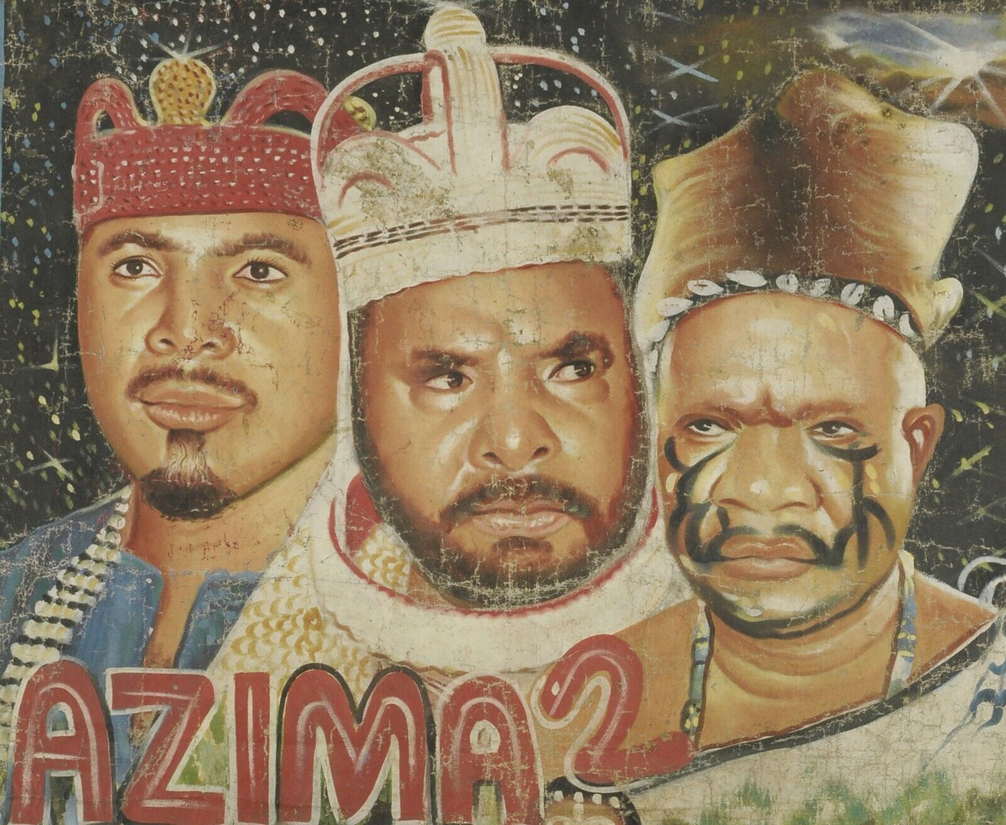Ζωγραφισμένη στο χέρι αφίσα Κινηματογράφου της Γκάνα Αφρικανική Τέχνη από αλεύρι σακούλα καμβά Art Azima 2 - Tribalgh