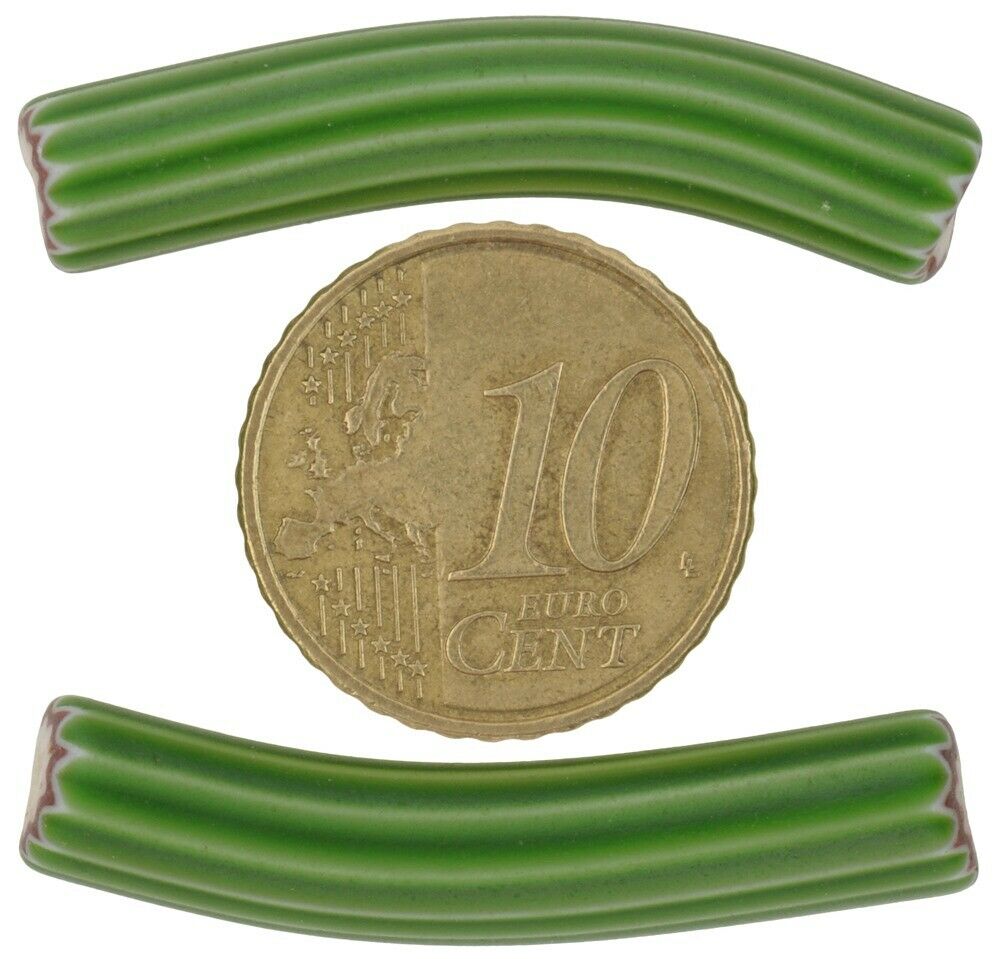 Old African trade beads green elbow chevron 4 layers Venetian glass beads Ghana - Tribalgh