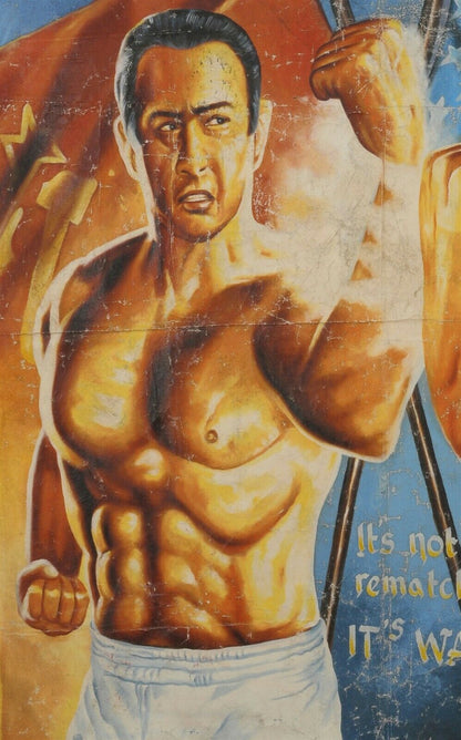 Кино постер фильма Африканское современное искусство ручная краска Гана NO RETREAT NO SURRENDER - Tribalgh