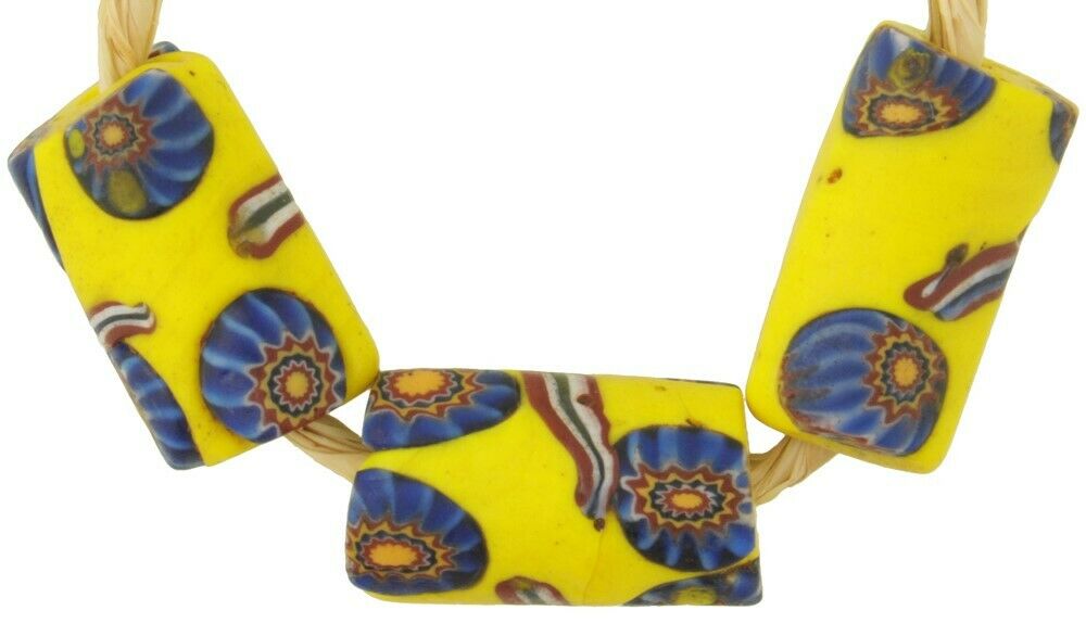 Rare African trade beads old millefiori Venetian glass beads Murano mosaic Ghana - Tribalgh