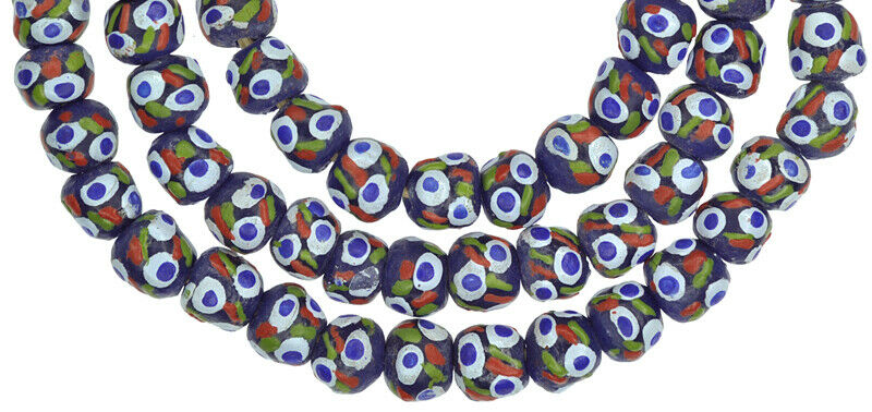 Recycled powder glass beads handmade Krobo ethnic tribal necklace African trade - Tribalgh