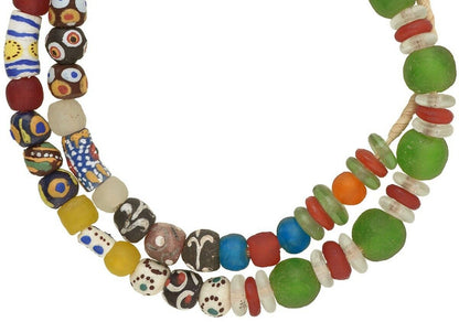 Comercio africano Krobo cuentas de vidrio en polvo Ghana collar de joyería hecha a mano étnica - Tribalgh