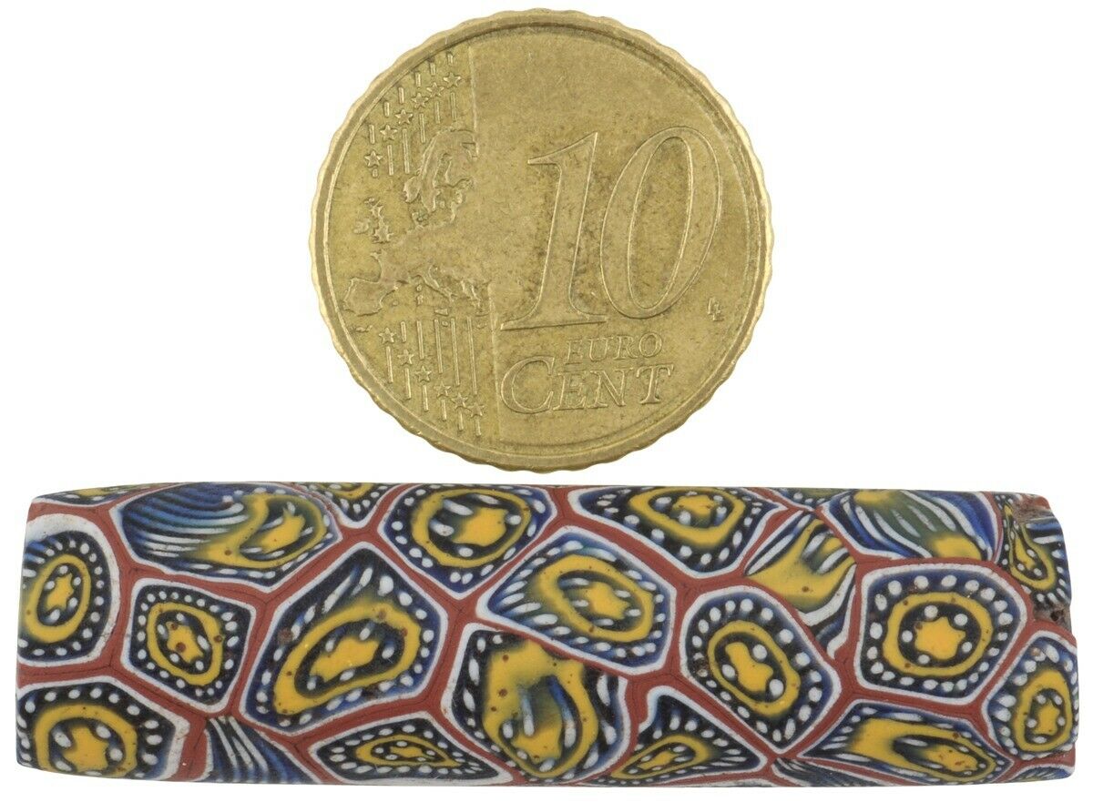 African Trade Bead Antique Millefiori Venetian Glass Old Large Murano Mosaic - cropped detail