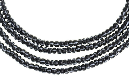 Antique Venetian 2 mm Tiny Striped Black Seed Trade Beads – Old Drawn Strand