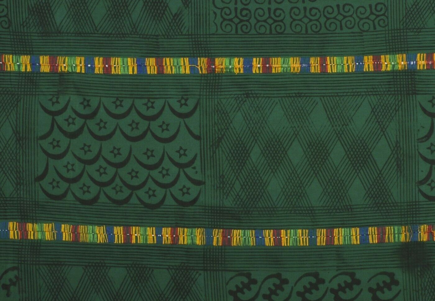 Afrikanisches Adinkra Tuch Ghana Ashanti Stoff handgestempelt Symbole Westafrika Kunst - Tribalgh