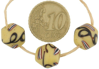 African Trade Beads Old Yellow King Venetian Glass Beads Bicone Lampwork Rare - alternate view