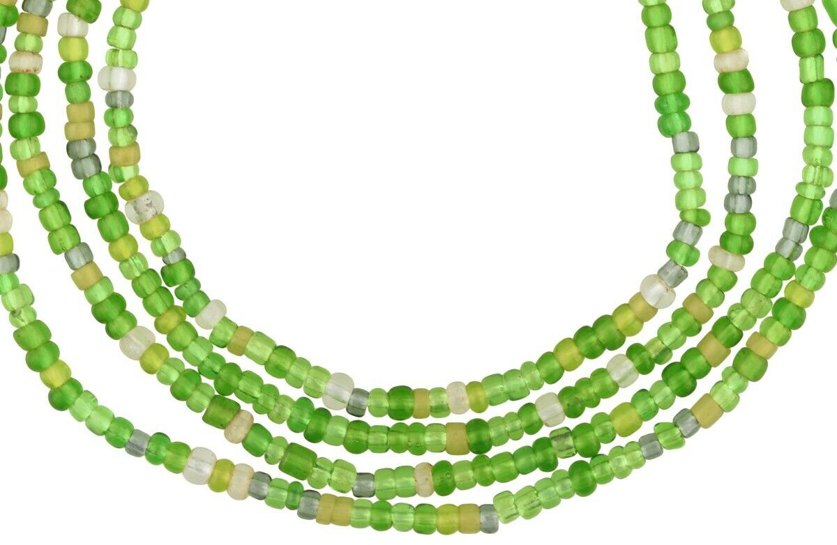 Old African trade tiny Venetian glass seed beads ethnic necklace translucent - Tribalgh