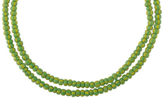 Spectacular 5 mm Green Striped Old Venetian Drawn Seed Beads Strand