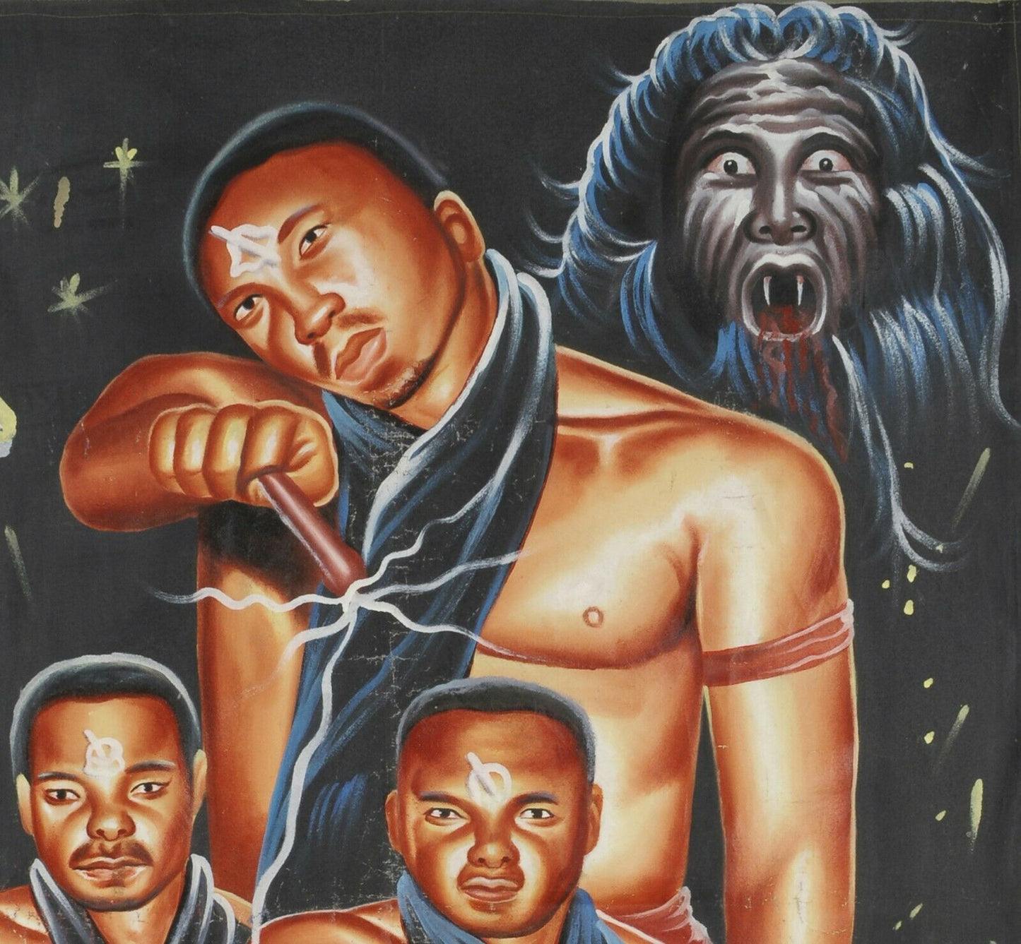 Αφίσα ταινίας κινηματογράφου Γκάνα Αφρικανική ζωγραφική στο χέρι καμβάς ΚΑΤΟΙΚΟΣ ΣΤΟ ΣΚΟΤΑΔΙ ΘΛΙΨΗ - Tribalgh