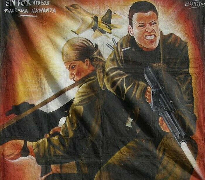 Αφίσα ταινίας κινηματογράφου της Γκάνας Αφρικανική λαϊκή αουτσάιντερ τέχνη ζωγραφική στο χέρι DELTA FORCE - Tribalgh