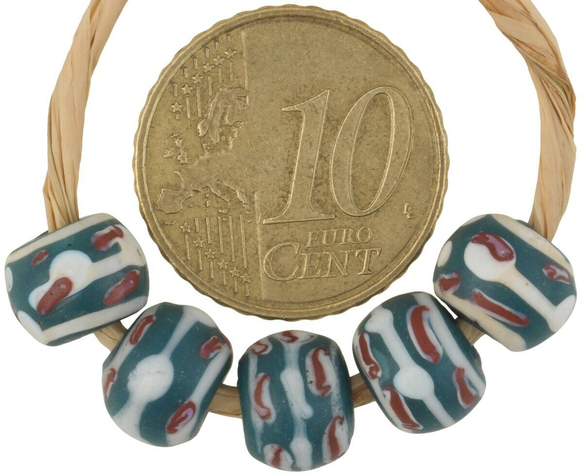 Antique African trade beads old Venetian glass disks spacers lampwork Fancy rare - Tribalgh