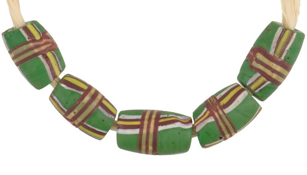 Afrikanische Handelsperlen Altes grünes französisches Kreuz Venezianische Glasperlen Ausgefallene Lampwork