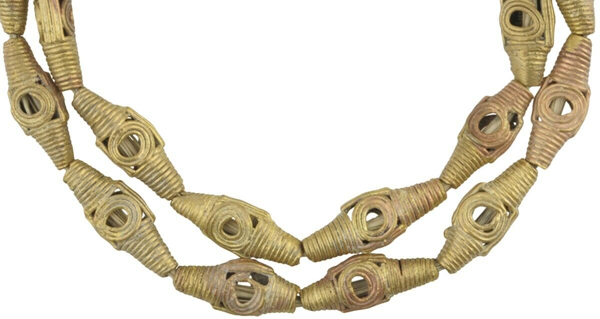 African handmade beads brass bronze Ashanti Asante Ghana trade authentic - Tribalgh