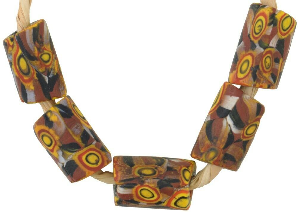 Alte afrikanische Handelsperlen Millefiori venezianische Glasperlen seltenes Murano-Mosaikglas - Tribalgh