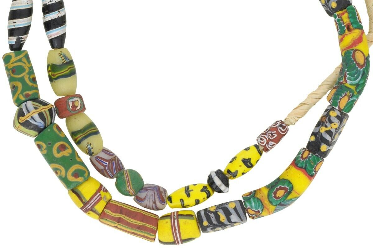 Antike Handelsperlen venezianisches Glas Millefiori Federkönig Wunde in Afrika gefunden - Tribalgh