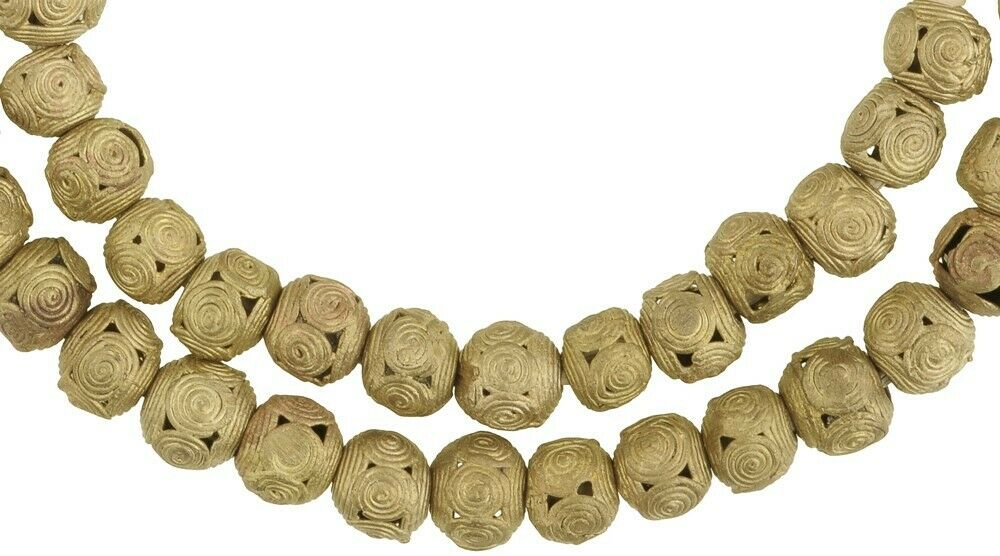 African handmade brass beads Ashanti / Asante Ghana bronze lost wax ethnic round - Tribalgh