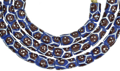Afrikanische Handelsperlen - Fancy Powder Glass Krobo Beads, 9 mm, 26" Strang - alternative Ansicht
