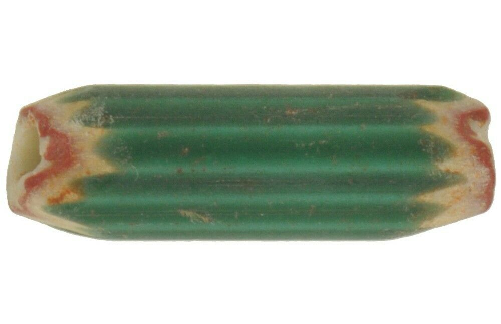 Old 4 Layers Green Chevron Antique Venetian Glass Trade Bead Ghana African Trade