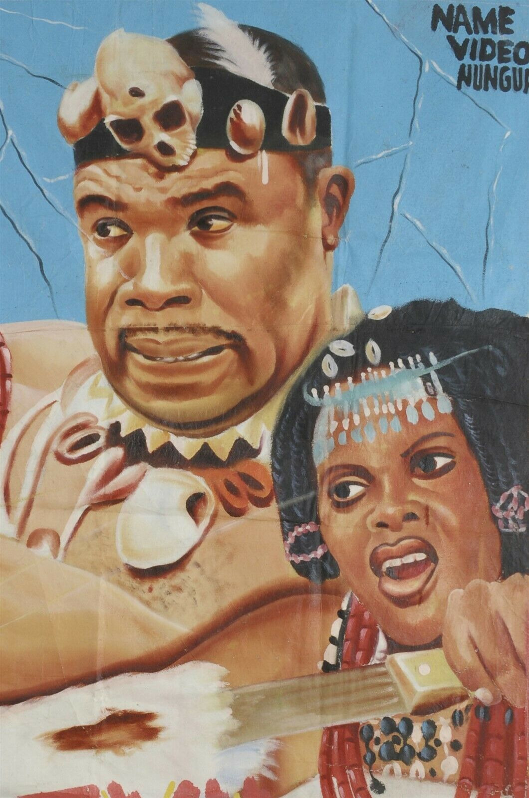Cinema Movie poster Ghana African hand paint sack canvas Art EVIL KINGDOM - Tribalgh