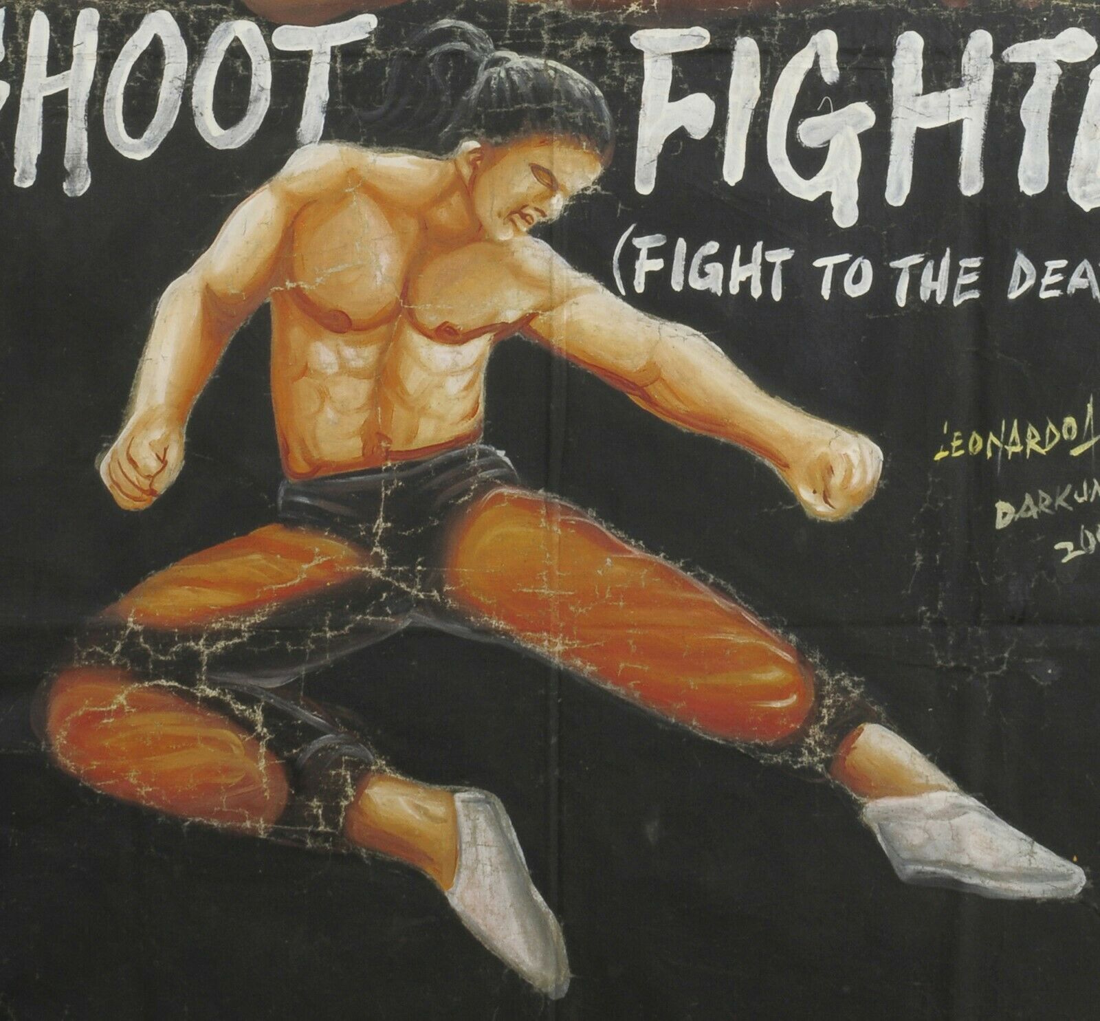 Cinema Movie poster African Ghana oil cinema hand painted SHOOT FIGHTER - Tribalgh