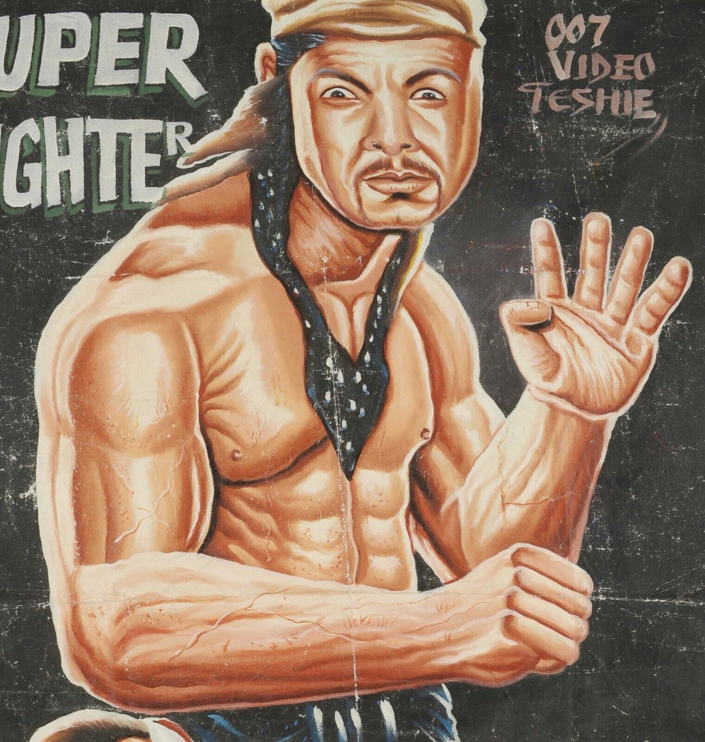 Αφίσα ταινίας της Γκάνας Αφρικανικός κινηματογράφος Ζωγραφική με χέρι Σχέδιο τέχνης Super Fighter - Tribalgh