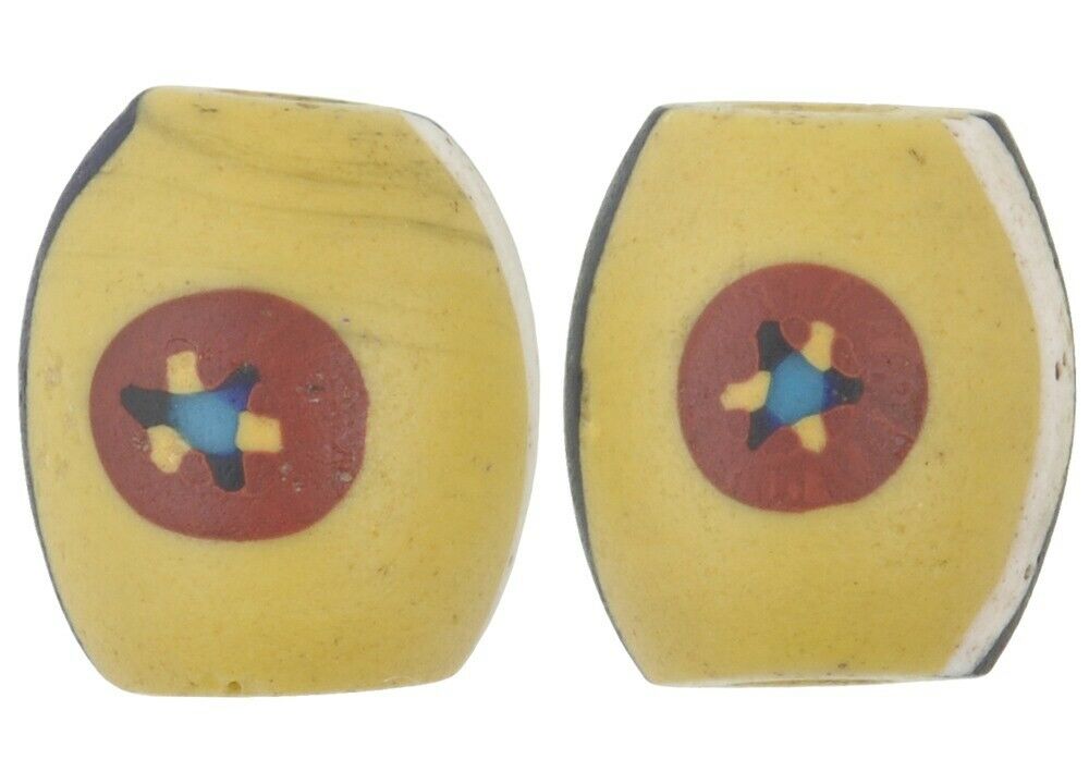 Rare African Trade Beads Antique Oval Millefiori Venetian Glass Beads Old Mosaic