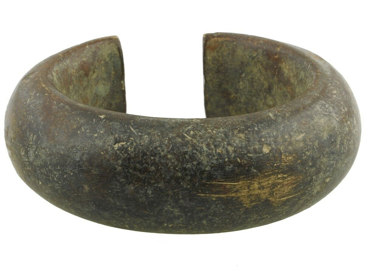 African Old Brass Bronze Bracelet Currency Baby Size Fulani Ghana Burkina Faso - close-up