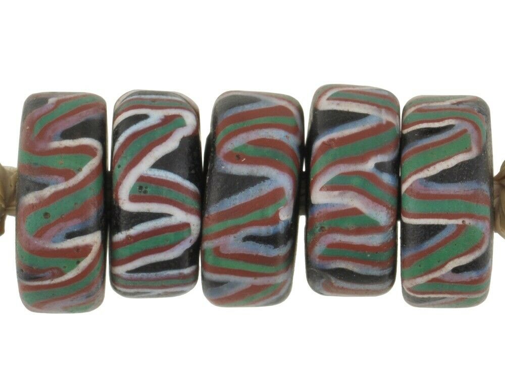 Rare African trade beads old Fancy Venetian glass beads lampwork disks spacers - Tribalgh