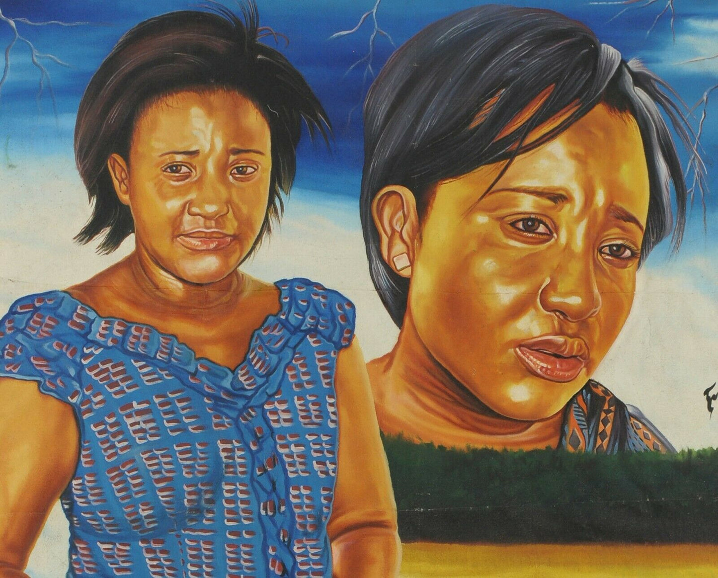 Ghana Movie poster African cinema folk art hand painted WHERE OCEAN TOUCH - Tribalgh