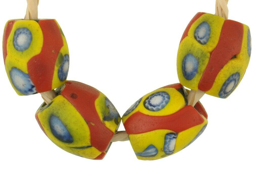 Old African Trade Beads Oval Antique Millefiori Venetian Mosaic Glass