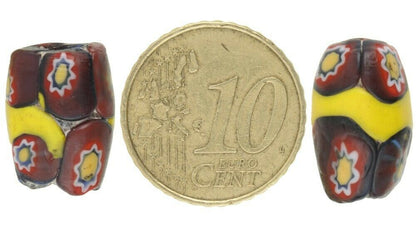 Alte afrikanische Handelsperlen, ovale Millefiori-Perlen aus venezianischem Glas, gebändertes Mosaikglas – alternative Ansicht