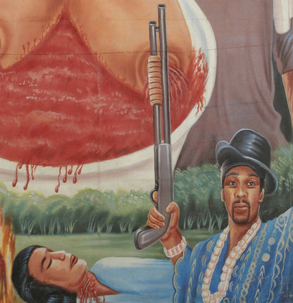Cinema Poster del film Ghana Arte africana dipinto a mano su tela ATTRAVERSO IL PONTE 2 - Tribalgh