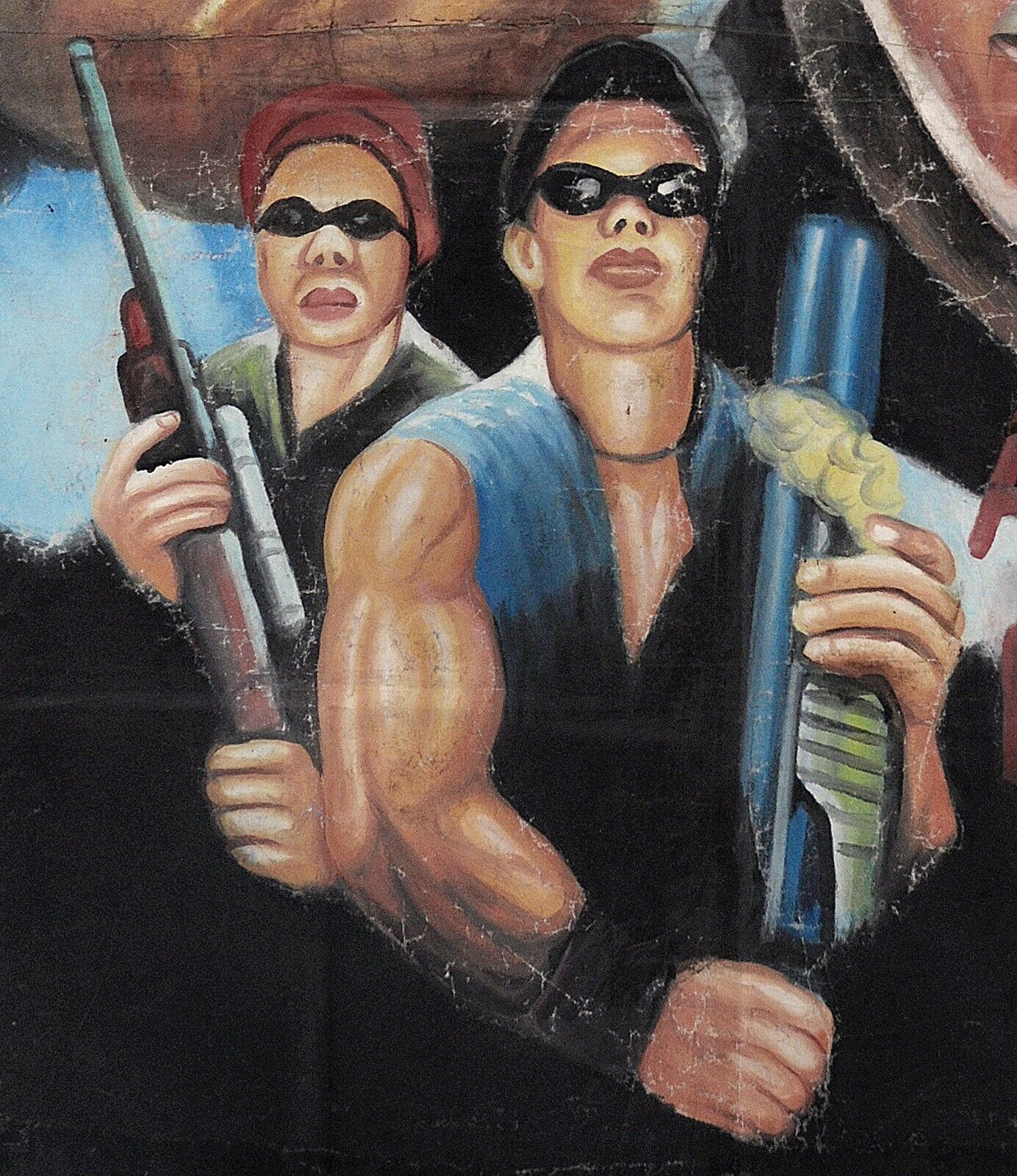 Ghana hand painted Movie poster oil painting cinema outsider Art AMERICAN NINJA - Tribalgh