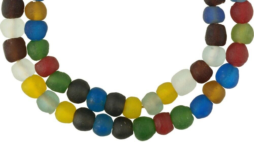 Handmade glass beads recycled bottle powder Krobo African tribal ethnic jewelry - Tribalgh
