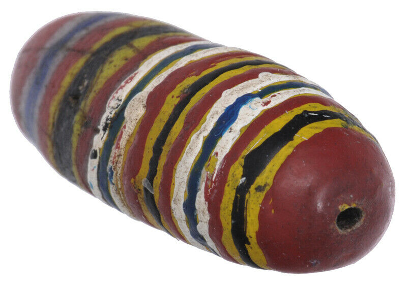 Alte große polychrome Kiffa-Glasperle, handgefertigte mauretanische afrikanische Handelsperle – Tribalgh
