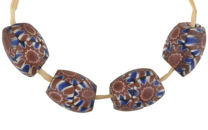 Old African Trade Beads Oval Millefiori Venetian Glass Beads Rare Murano Mosaic