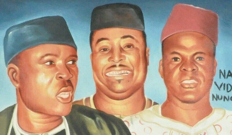 Cartel de película de cine de Ghana pintado a mano africano lienzo de saco de harina arte ABUJA BOYS - Tribalgh