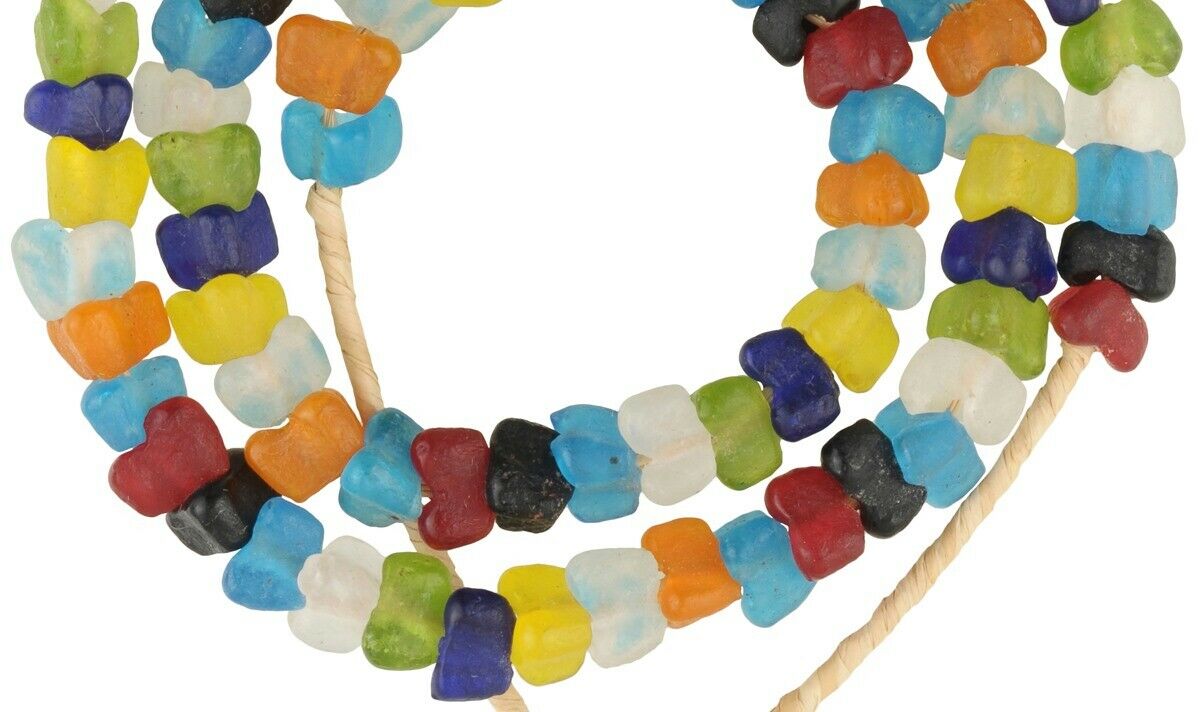 African powder glass beads recycled Krobo translucent Ghana trade handmade - Tribalgh