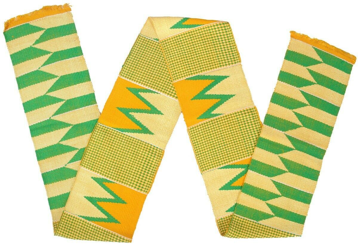 Ghana Ashanti kente Textile cloth African sash scarf stole handwoven handmade - Tribalgh