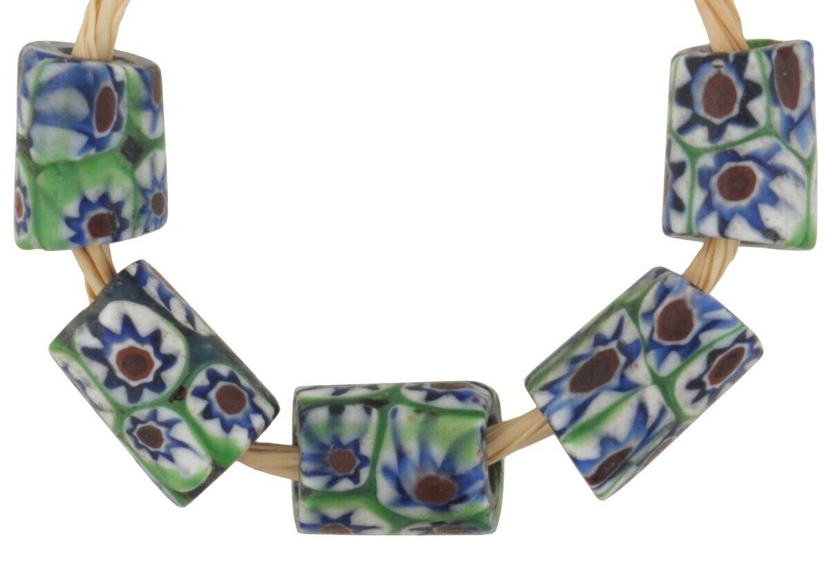 Antique Millefiori Venetian Glass Beads African Trade Old Rare Murano Mosaic