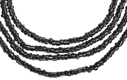 Old Tiny 2 mm Black Striped Venetian Seed Trade Beads Strand