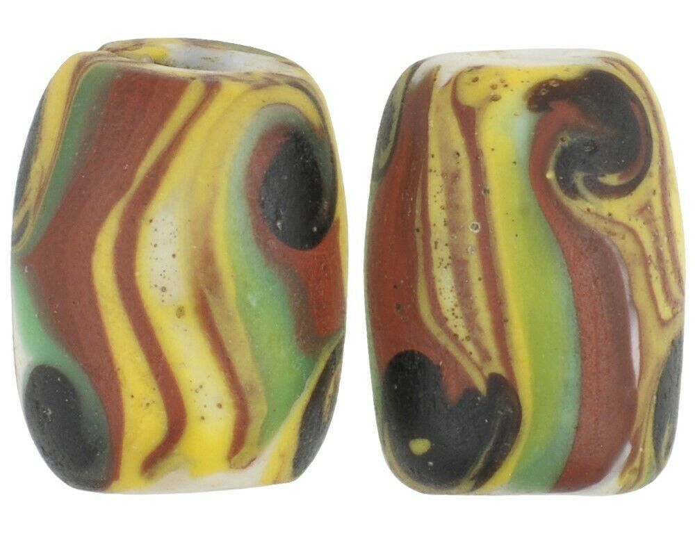 Old African trade beads rare Fancy Venetian glass beads lampwork Ghana trade - Tribalgh