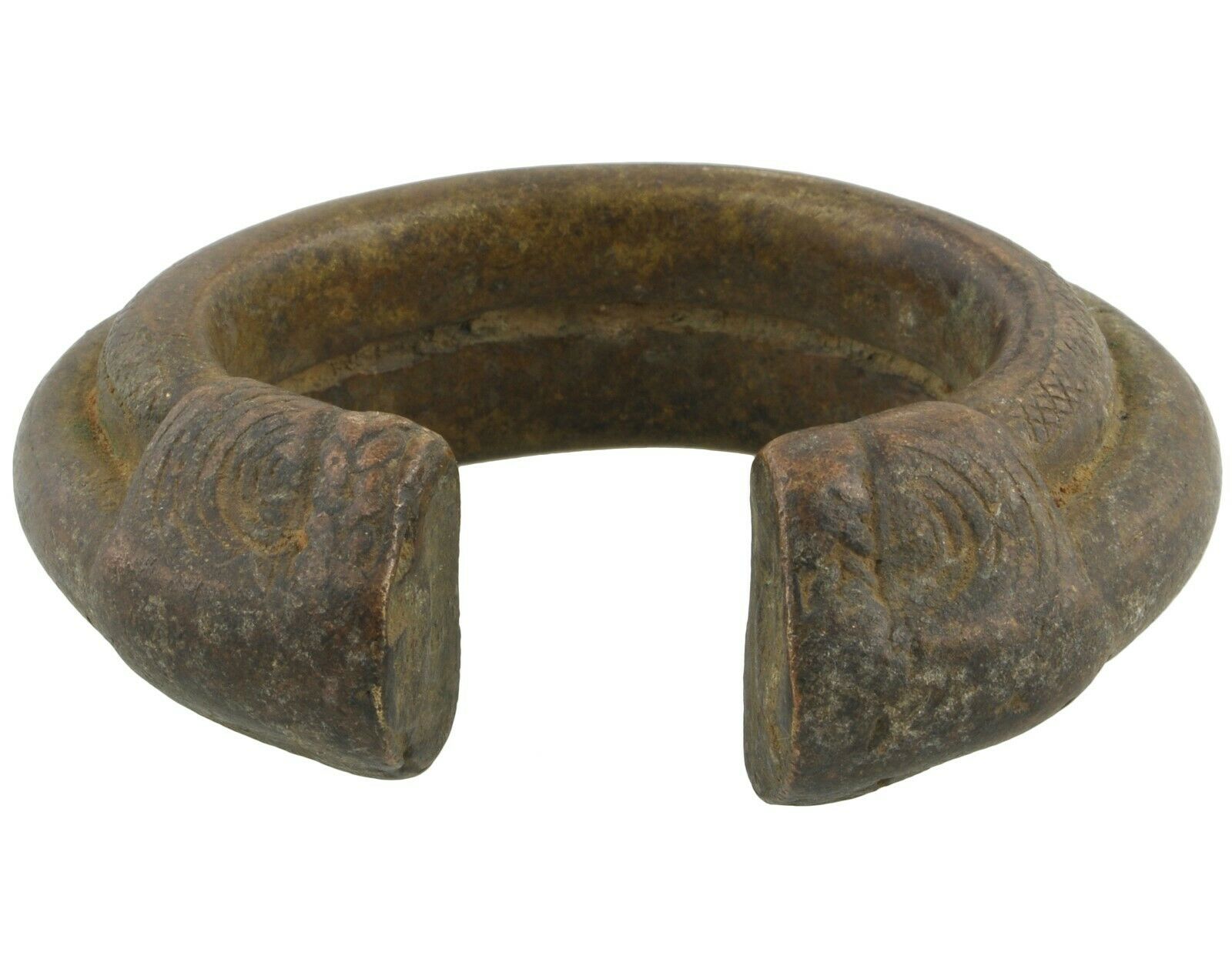 Antikes Messingarmband afrikanische Währung Fulani Ghana Burkina Faso - Nahaufnahme