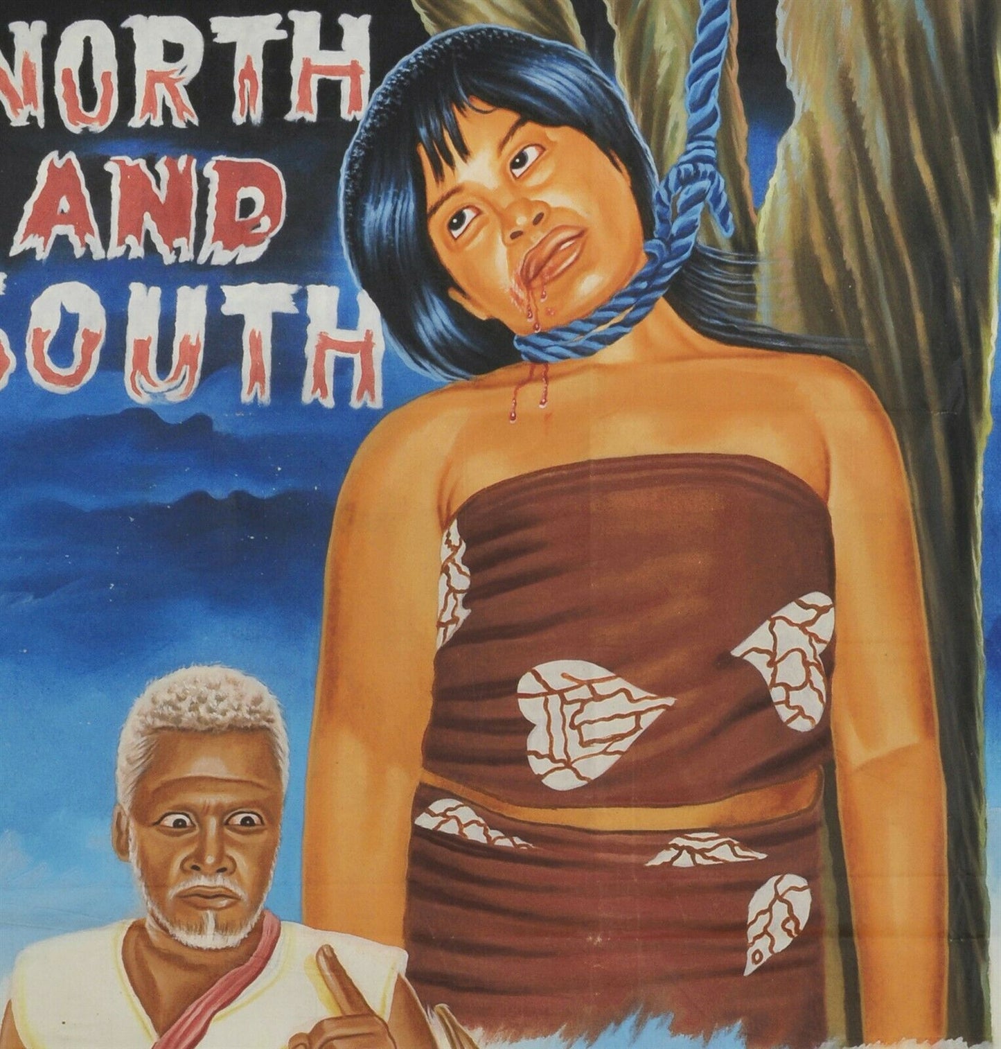 Affiche de cinéma Toile africaine peinte à la main Ghana Nord et Sud - Tribalgh